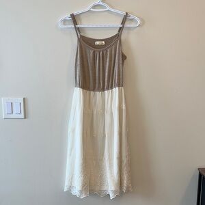 A’reve Lace Skirt Brown and Cream Sleeveless Dress